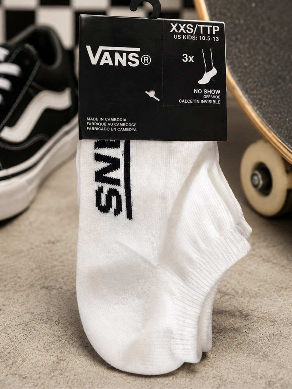Vans Kids No Show Socks 3-Pack White XXS / TTP (10.5–13) NWT